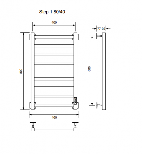 Полотенцесушитель STEP-1 80/40 U (RAL9005 mat)