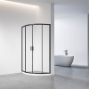 Душевой угол Veconi Rovigo RV-01B, 800x800x1950, черный, стекло прозрачное Ника