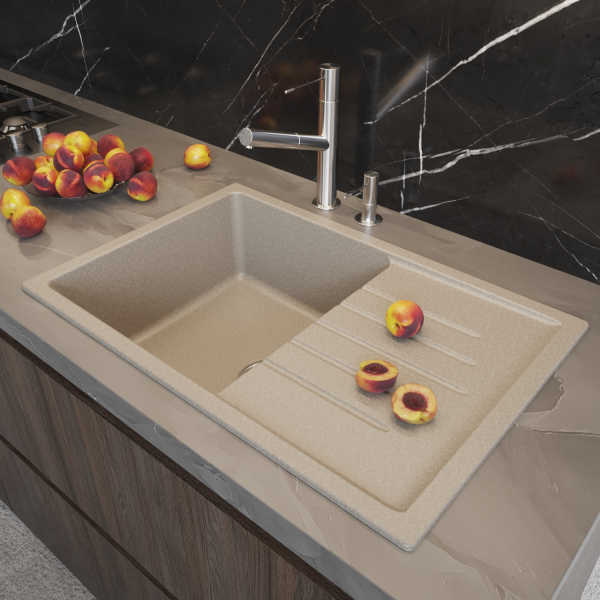 Мойка ML-GM19 с крылом, бежевая (328), 750*500*200мм