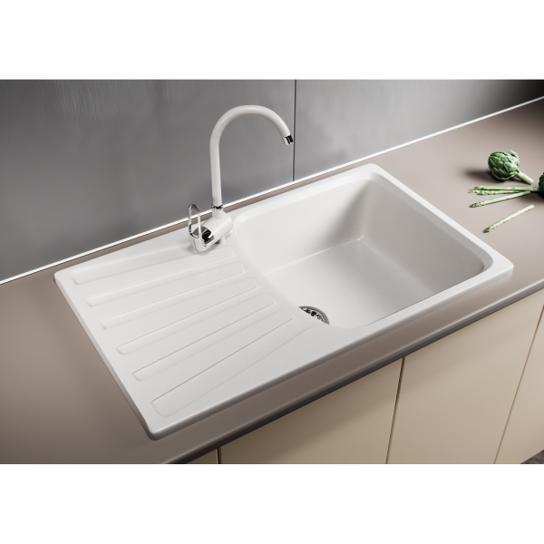Мойка ML-GM19 с крылом, белая (331), 750*495*200мм (551986)