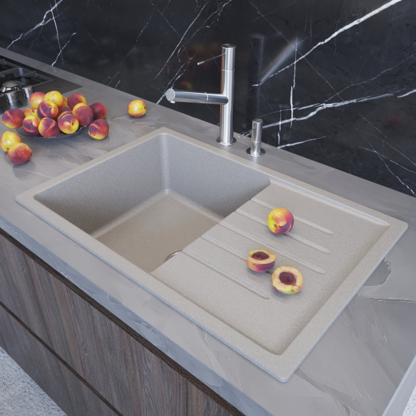 Мойка ML-GM19 с крылом, серая (310), 750*500*200мм