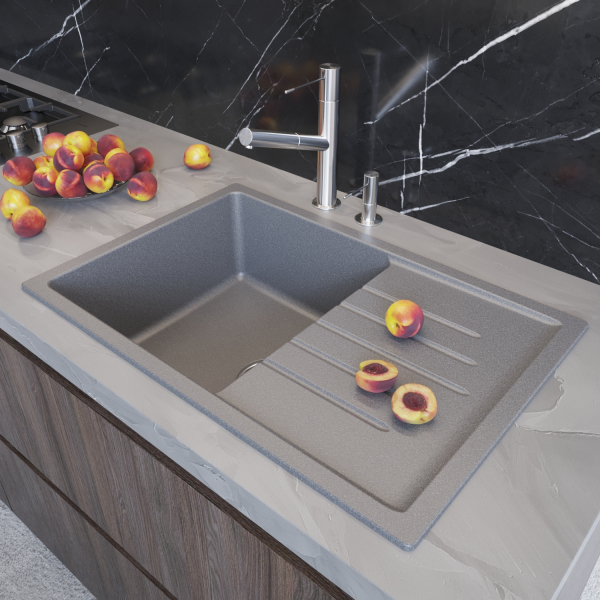 Мойка ML-GM19 с крылом, темно-серая (309), 750*500*200мм