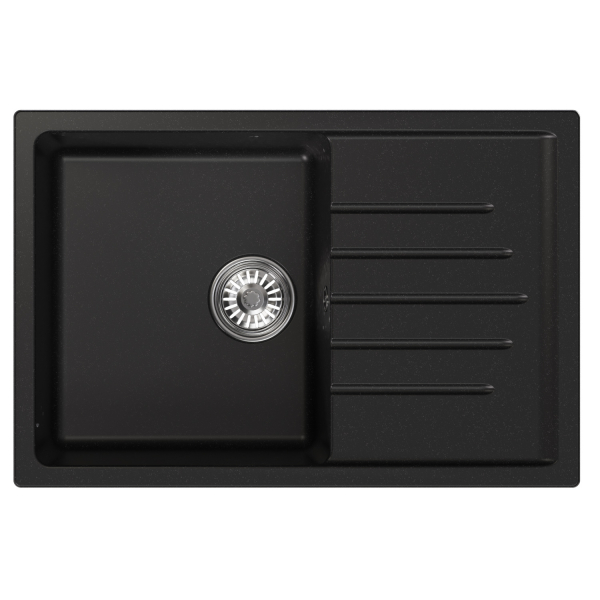 Мойка ML-GM19 с крылом, ультра-черная (344),  750*500*200мм