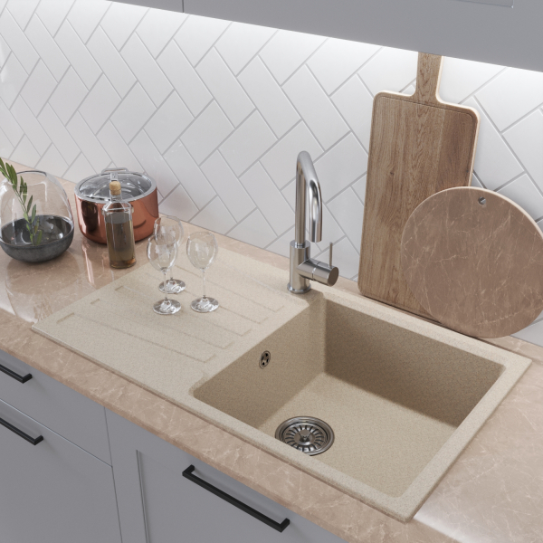 Мойка ML-GM20 с крылом, бежевая (328), 830*480*190мм