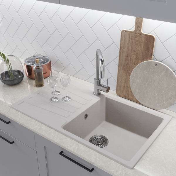 Мойка ML-GM20 с крылом, белая (331), 830*480*190мм