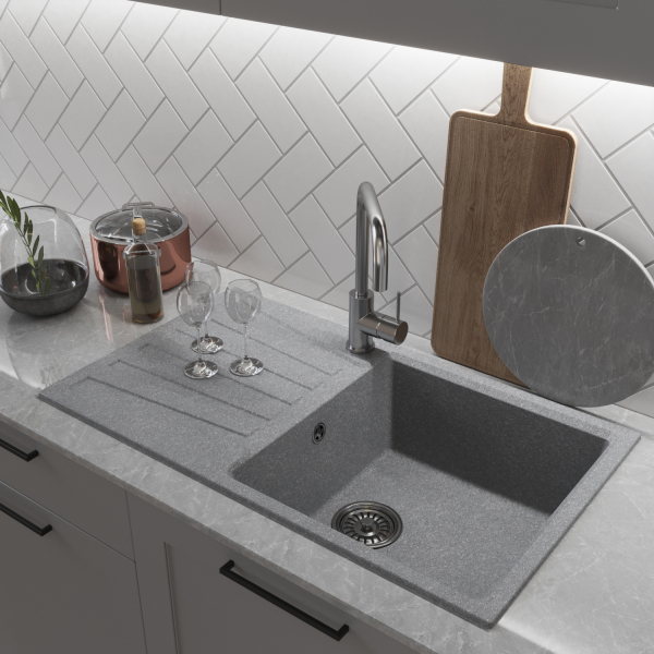 Мойка ML-GM20 с крылом, графит  (342), 830*480*190мм