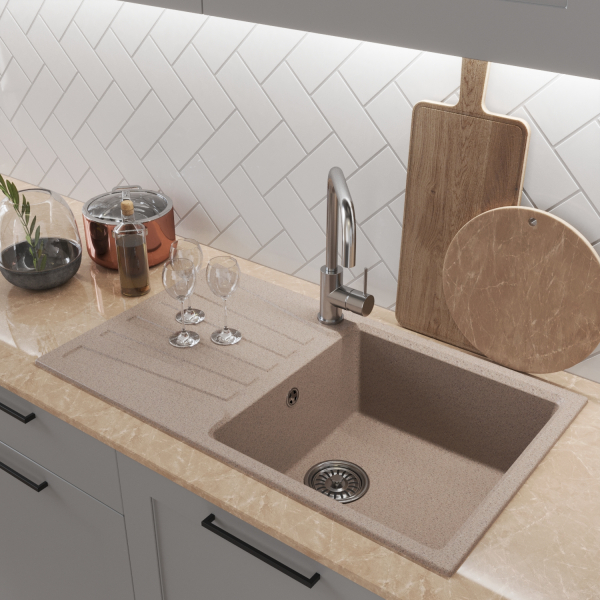 Мойка ML-GM20 с крылом, песочная (302), 830*480*190мм