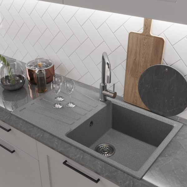 Мойка ML-GM20 с крылом, темно-серая (309), 830*480*190мм