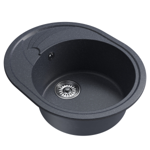 Мойка ML-GM17 овальная с крылом, антрацит (343) 580*470*180мм Ника