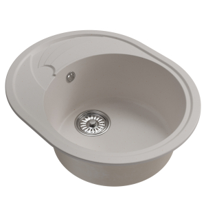 Мойка ML-GM17 овальная с крылом, белая (331), 580*470*180мм Ника