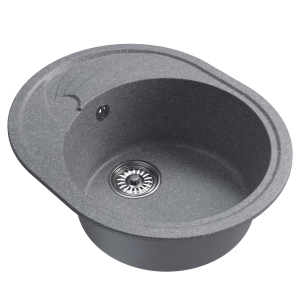 Мойка ML-GM17 овальная с крылом, графит (342), 580*470*180мм Ника