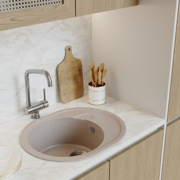 Мойка ML-GM17 овальная с крылом, песочная (302), 580*470*180мм