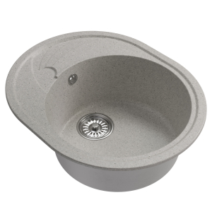 Мойка ML-GM17 овальная с крылом, серая (310), 580*470*180мм Ника