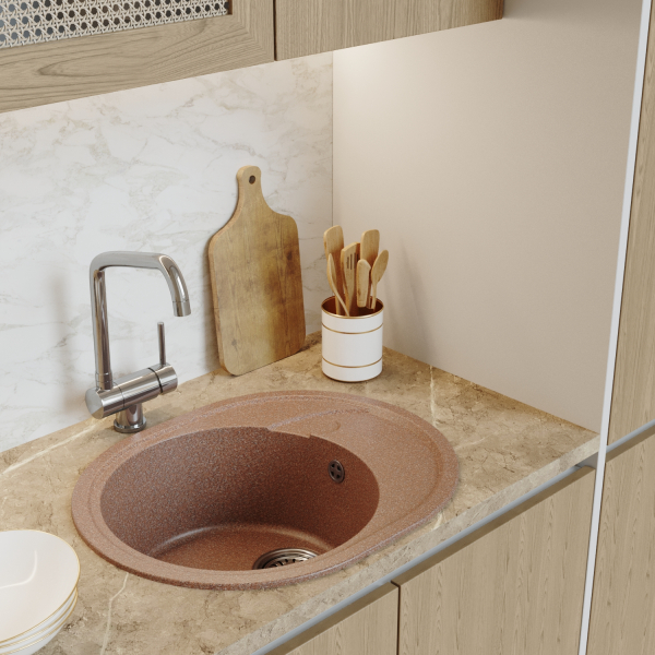 Мойка ML-GM17 овальная с крылом, терракотовая (307), 580*470*180мм