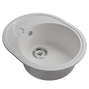 Мойка ML-GM17 овальная с крылом, ультра-белая  (341), 580*470*180мм Ника