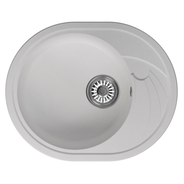 Мойка ML-GM17 овальная с крылом, ультра-белая  (341), 580*470*180мм