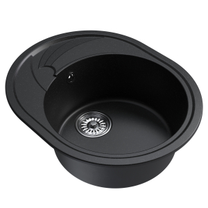 Мойка ML-GM17 овальная с крылом, ультра-черная (344), 580*470*180мм Ника