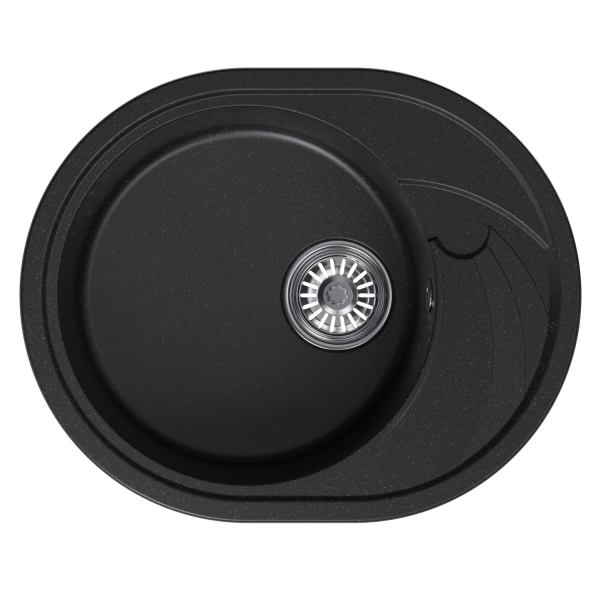 Мойка ML-GM17 овальная с крылом, ультра-черная (344), 580*470*180мм
