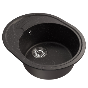 Мойка ML-GM17 овальная с крылом, черная (308), 580*470*180мм Ника