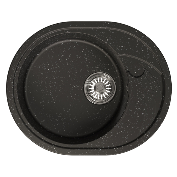 Мойка ML-GM17 овальная с крылом, черная (308), 580*470*180мм