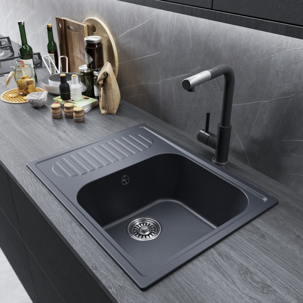 Мойка ML-GM18 с крылом, антрацит (343), 640*490*190мм