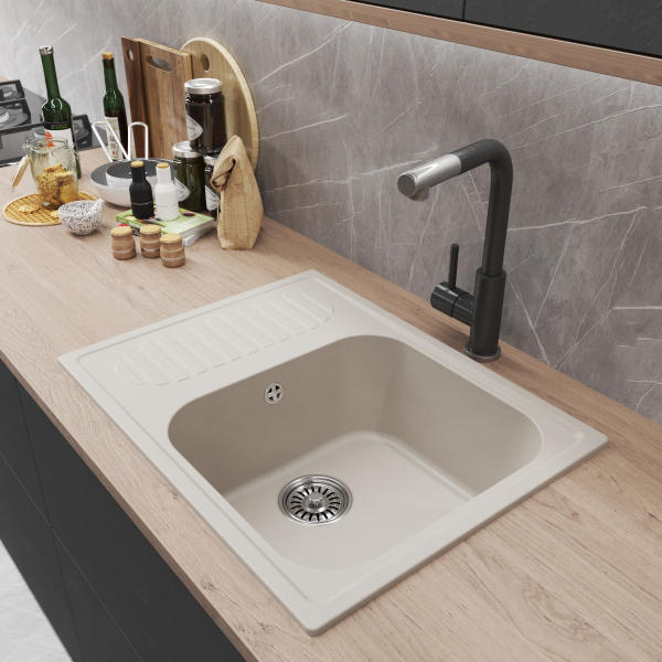 Мойка ML-GM18 с крылом, белая (331), 640*490*190мм