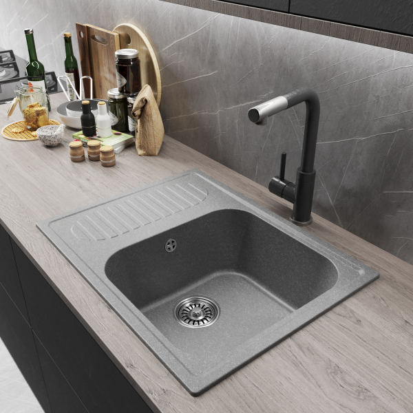 Мойка ML-GM18 с крылом, графит (342), 640*490*190мм