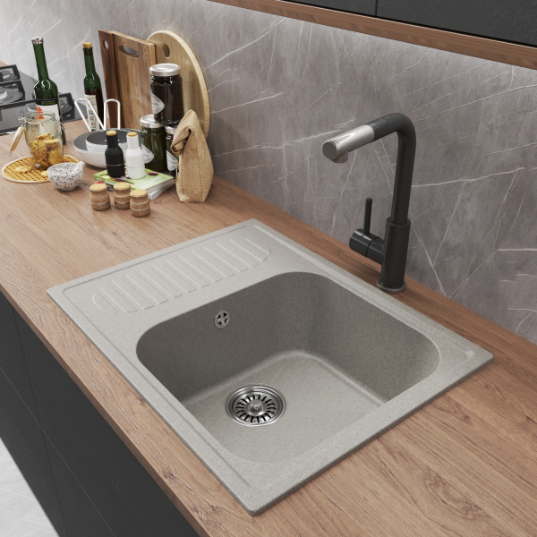 Мойка ML-GM18 с крылом, серая (310), 640*490*190мм