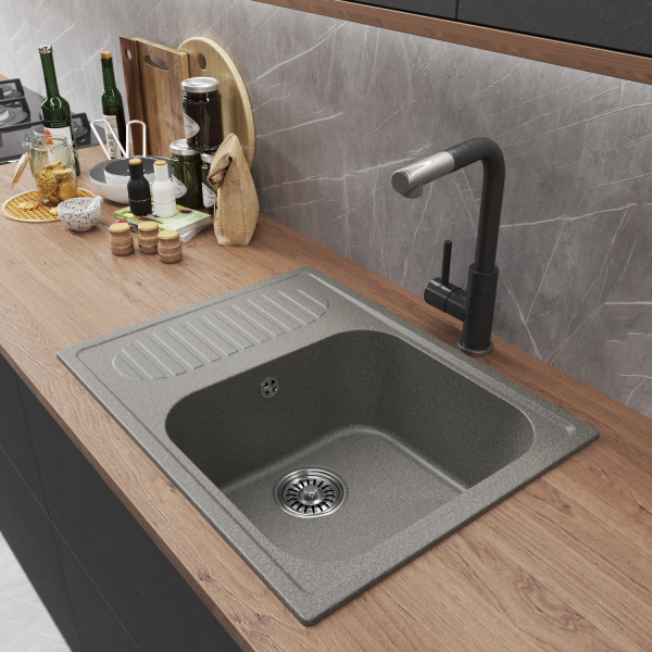 Мойка ML-GM18 с крылом, темно-серая (309), 640*490*190мм