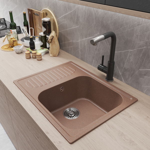 Мойка ML-GM18 с крылом, терракотовая (307), 640*490*190мм