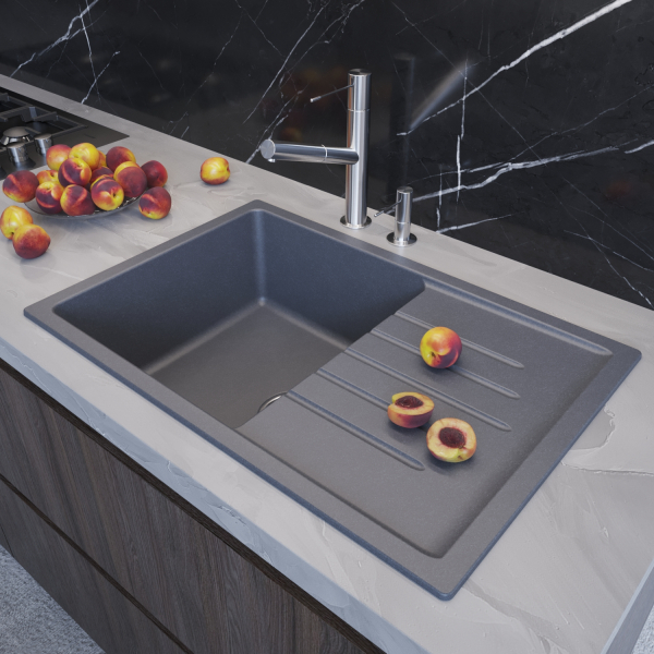 Мойка ML-GM19 с крылом, антрацит  (343),  750*500*200мм