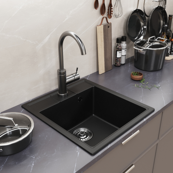 Мойка ML-GM28 ультра-черная (344), 450*500*190мм