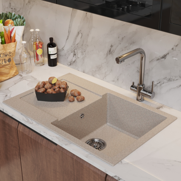 Мойка ML-GM31 с крылом, бежевая (328), 770*500*190мм