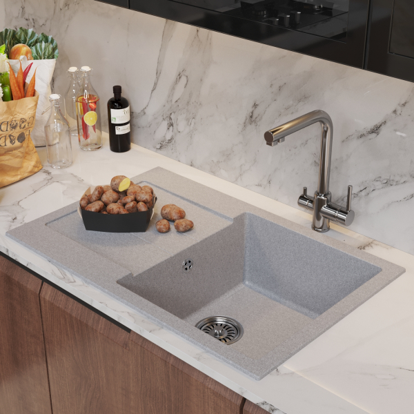 Мойка ML-GM31 с крылом, серая (310), 770*500*190мм