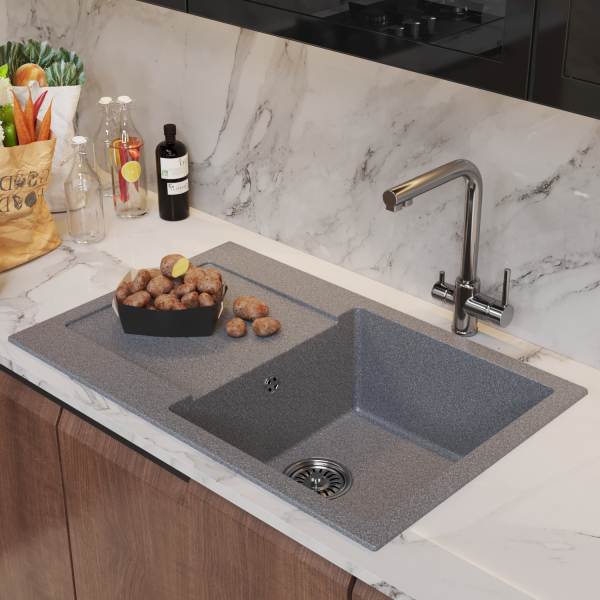 Мойка ML-GM31 с крылом, темно-серая (309), 770*500*190мм