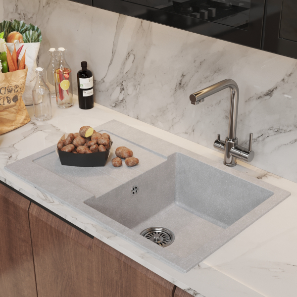 Мойка ML-GM31 с крылом, ультра-белая (341), 770*500*190мм