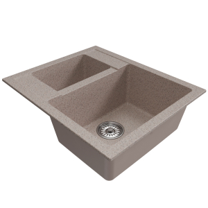 Мойка ML-GM21 двухчашевая, песочная (302), 600*500*190мм Ника