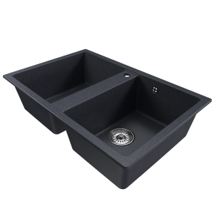 Мойка ML-GM23 двухчашевая, антрацит (343), 770*500*190мм Ника