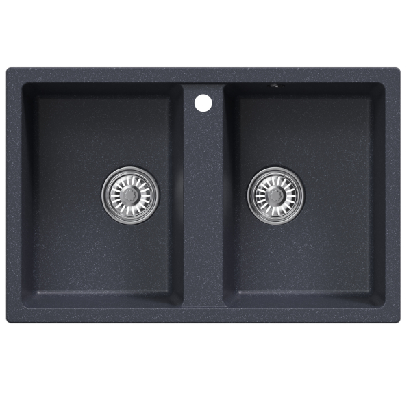 Мойка ML-GM23 двухчашевая, антрацит (343), 770*500*190мм