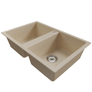 Мойка ML-GM23 двухчашевая, бежевая (328), 770*500*190мм Ника