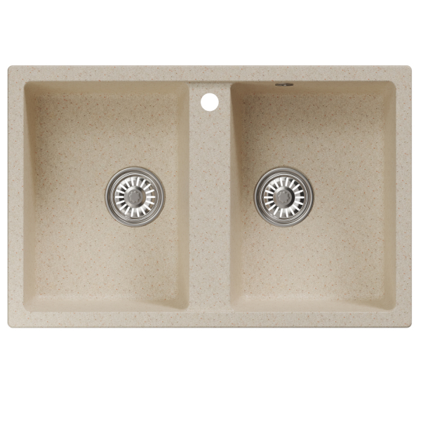 Мойка ML-GM23 двухчашевая, бежевая (328), 770*500*190мм