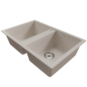 Мойка ML-GM23 двухчашевая, белая (331), 770*500*190мм Ника