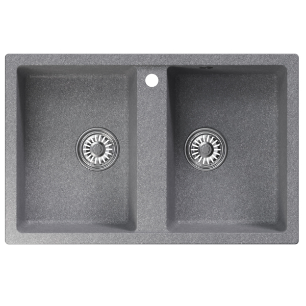 Мойка ML-GM23 двухчашевая, графит (342), 770*500*190мм