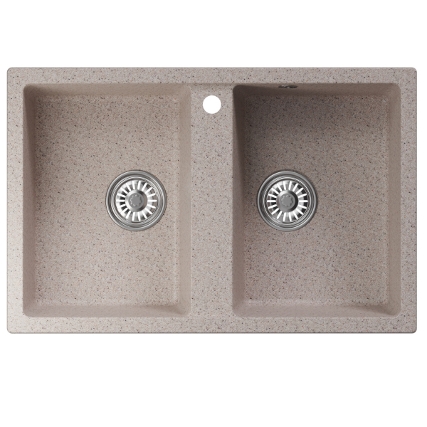 Мойка ML-GM23 двухчашевая, песочная (302), 770*500*190мм