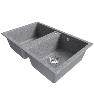 Мойка ML-GM23 двухчашевая, темно-серая (309), 770*500*190мм Ника