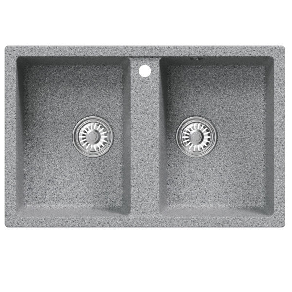 Мойка ML-GM23 двухчашевая, темно-серая (309), 770*500*190мм
