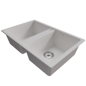 Мойка ML-GM23 двухчашевая, ультра-белая (341), 770*500*190мм Ника