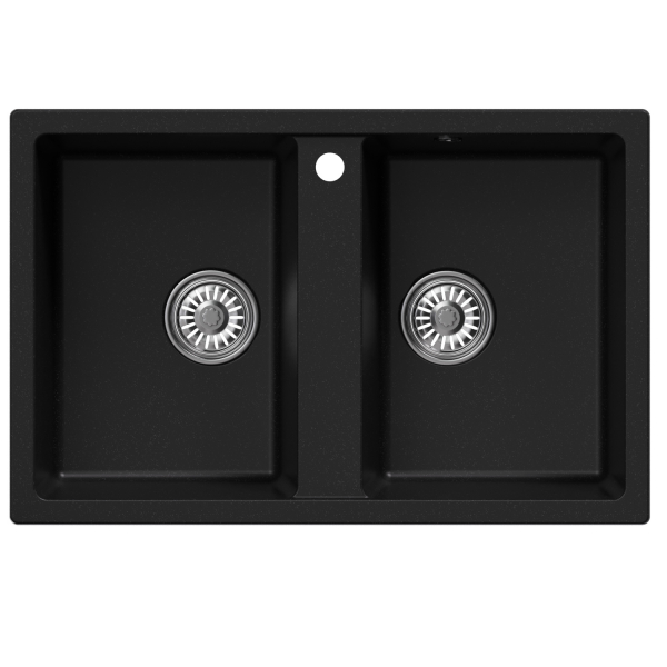 Мойка ML-GM23 двухчашевая, ультра-черная (344), 770*500*190мм