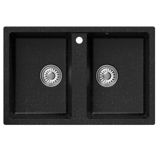 Мойка ML-GM23 двухчашевая, черная (308), 770*500*190мм