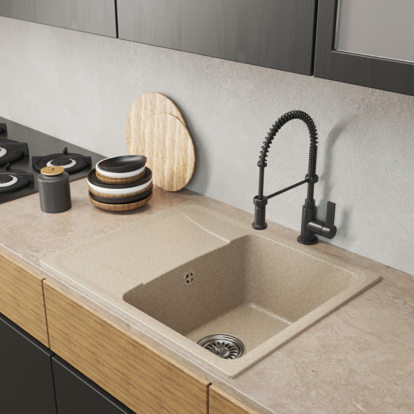 Мойка ML-GM26 с крылом, бежевая (328), 580*470*190мм